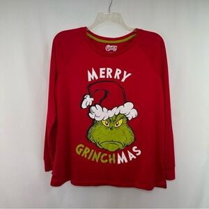The Grinch Dr. Seuss Christmas Shirt Women’s Large Red Long Sleeve Sleepwear